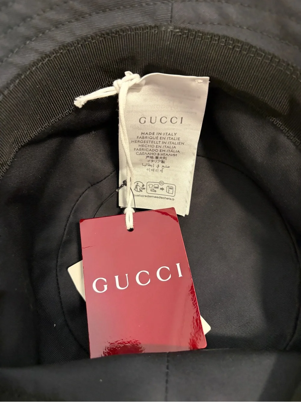 Brand New Gucci Logo Embroidery Bucket Hat In Black Size Small (57 cm)